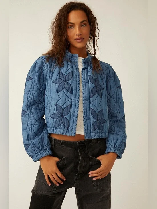New Free People Quinn Quilted Jacket Size L - Picture 1 of 7
